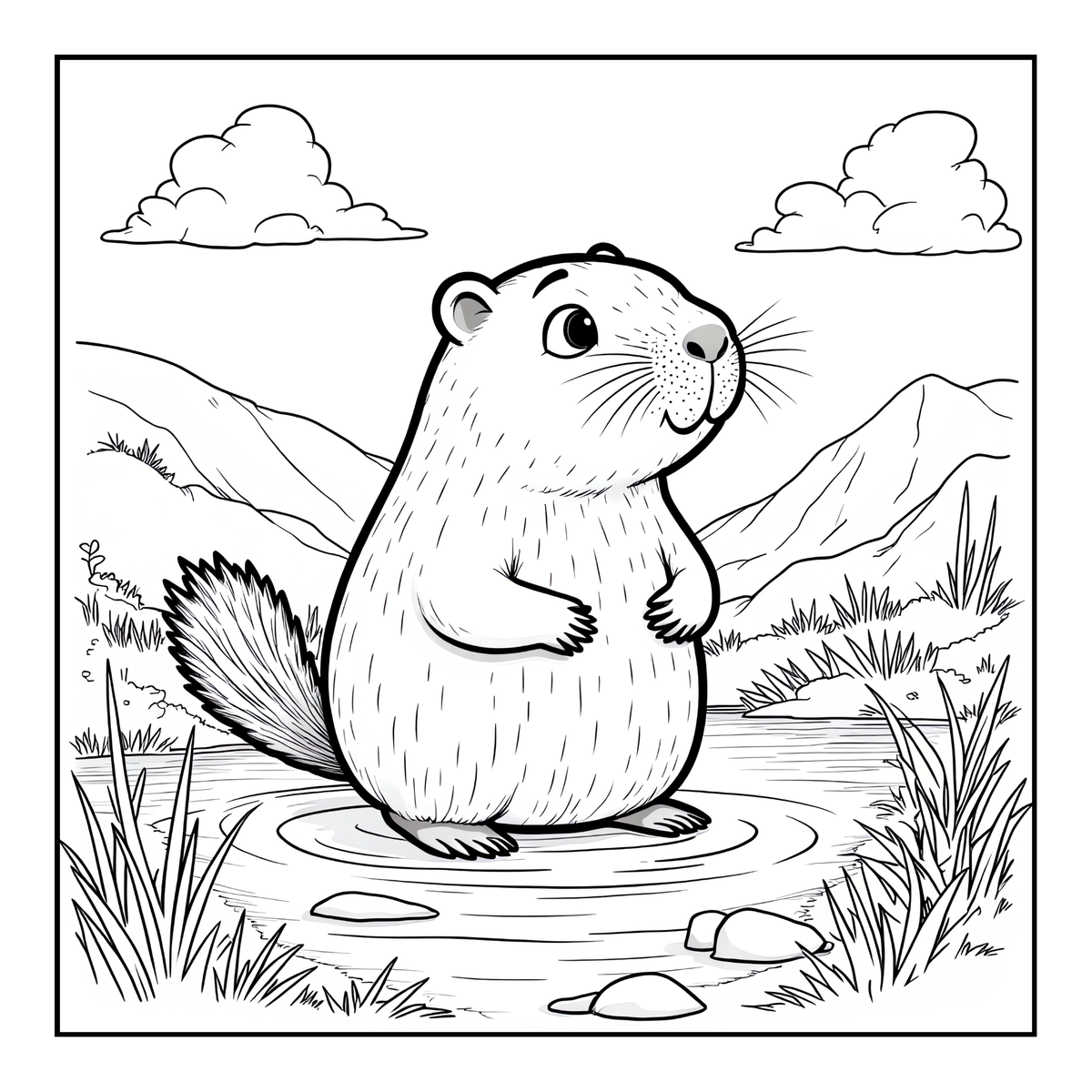 Cute Cozy Funny Capybara Animal Coloring Book Gift for Adults Kids Boys Girls Teens: Single Sided Bold and Easy Cool Capybara Coloring Book