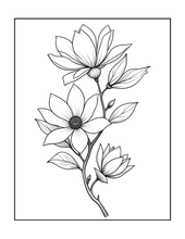 Load image into Gallery viewer, Botanical Coloring Book for Adults and Kids, Printed Physical Book, 25 Bold Easy Plant Designs, Single Sided Nature Art Therapy Gift
