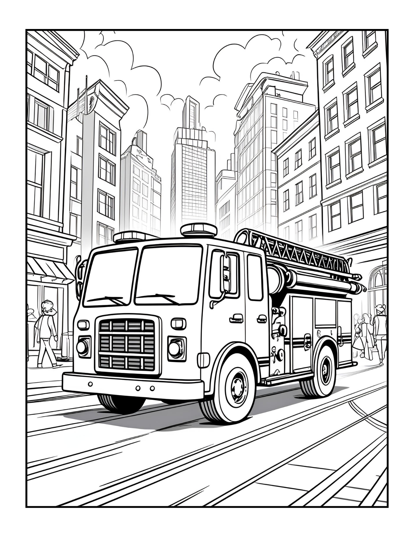 Cool Firefighter Coloring Book Gift for Adults Men Women Kids Boys Girls Teens 50 Pages Single Sided Fire Truck Fireman Firewoman Coloring