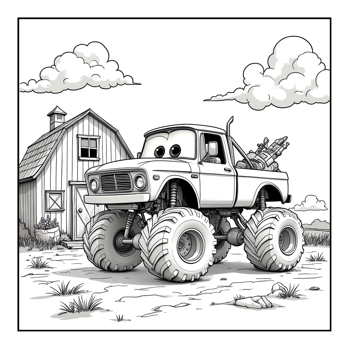 Monster Truck Coloring Book for Kids Adults: Easy Monster Truck Coloring Book Pages for Toddlers Boys Girls Adults