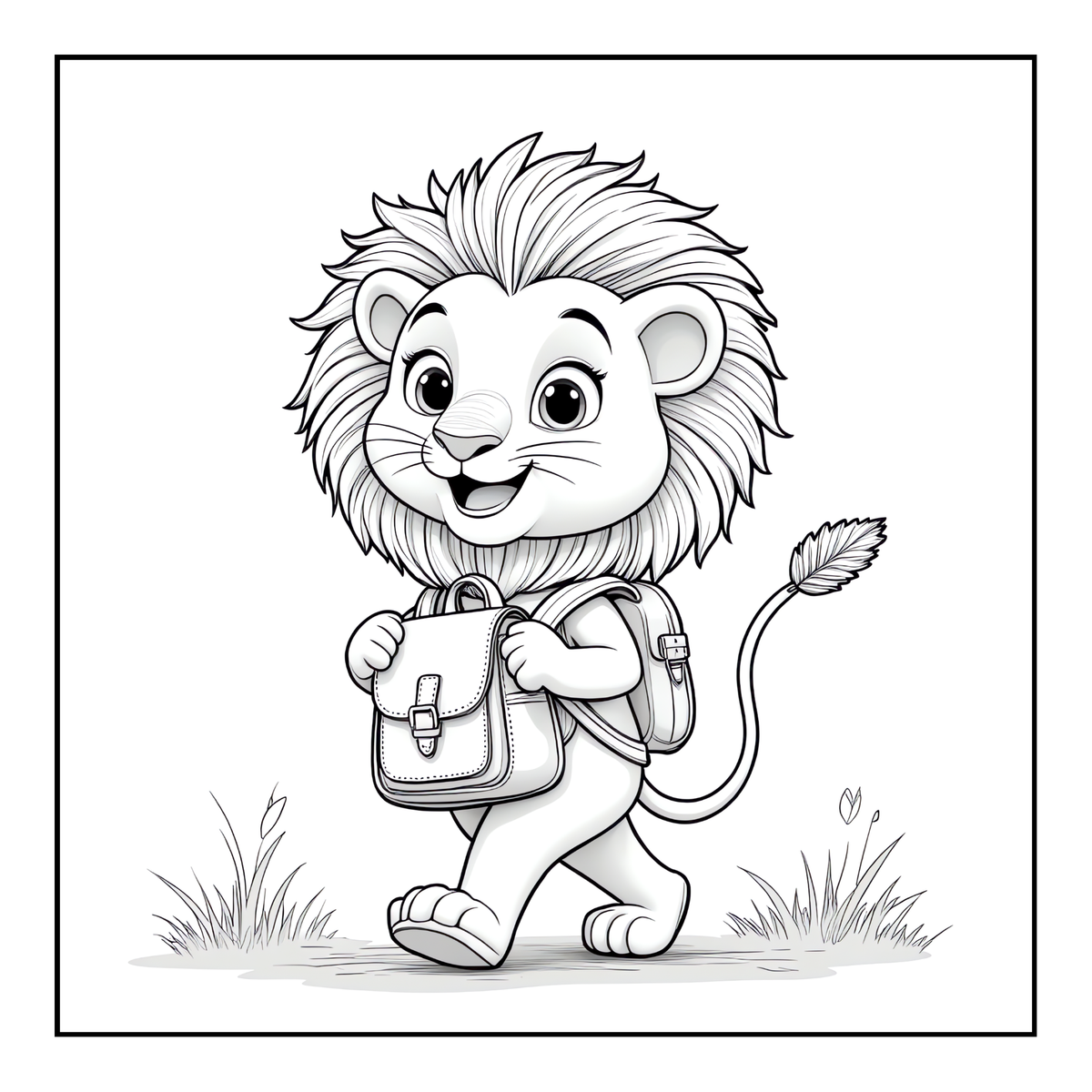 Cute Cozy Funny Lion Animal Coloring Book Gift for Adults Kids Boys Girls Teens: Single Sided Bold and Easy Cool Lion Themed Coloring Book