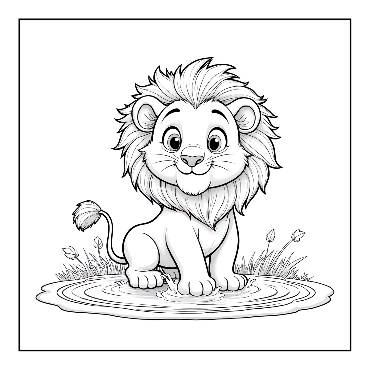 Cute Cozy Funny Lion Animal Coloring Book Gift for Adults Kids Boys Girls Teens: Single Sided Bold and Easy Cool Lion Themed Coloring Book