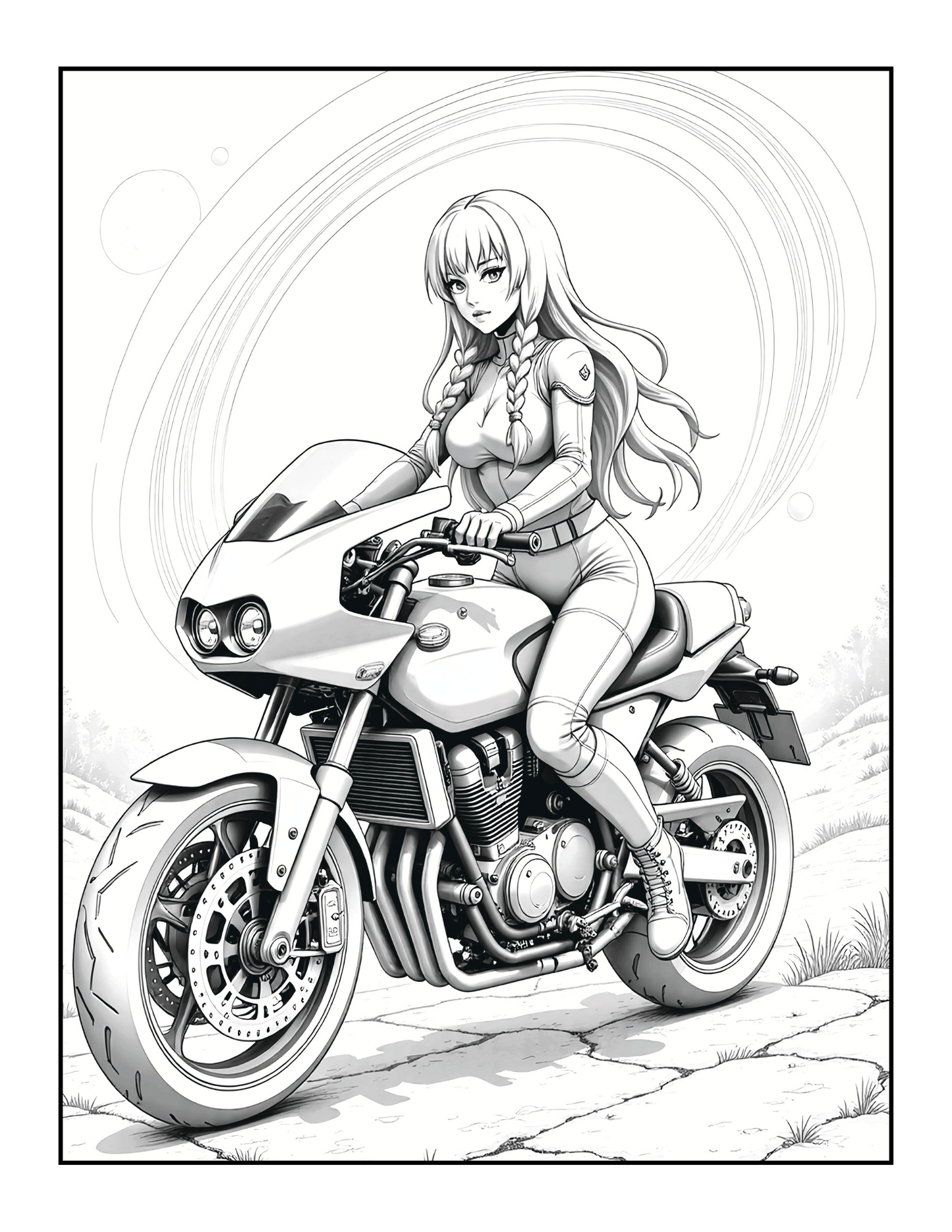 50 Pages Single Sided Cute Japanese Anime Manga Fashion Biker Girls Coloring Book Gift for Adults Men Women Kids Young Boys Girls Teens