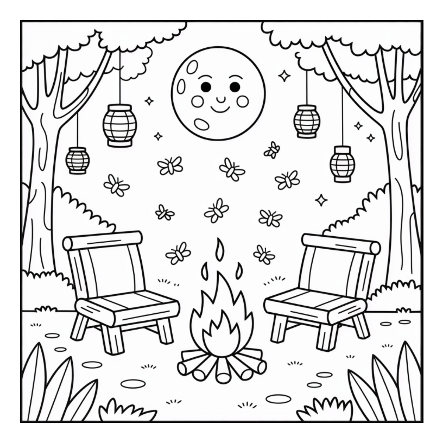 Bold and Easy Cozy Camping Coloring Book Gift for Adults Men Women Kids Boys Girls Young Teens Summer Camp Camping Coloring Sheets Children
