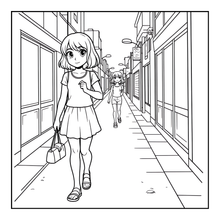 Load image into Gallery viewer, Kawaii Anime Girls Coloring Book for Kids Teens Adults – Cute Manga Characters Easy Japanese Scenes

