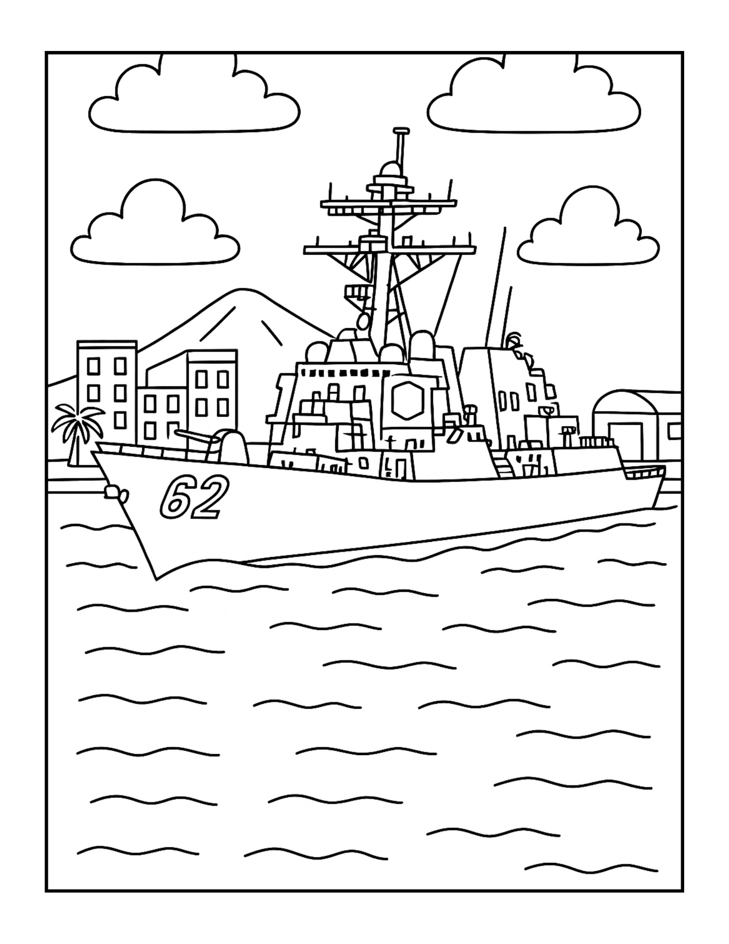 Navy Ship Coloring Book for Adults Men Women Kids Boys Girls Teens Military Navy Coloring Pages Children Navy Carrier Ship Coloring Sheets
