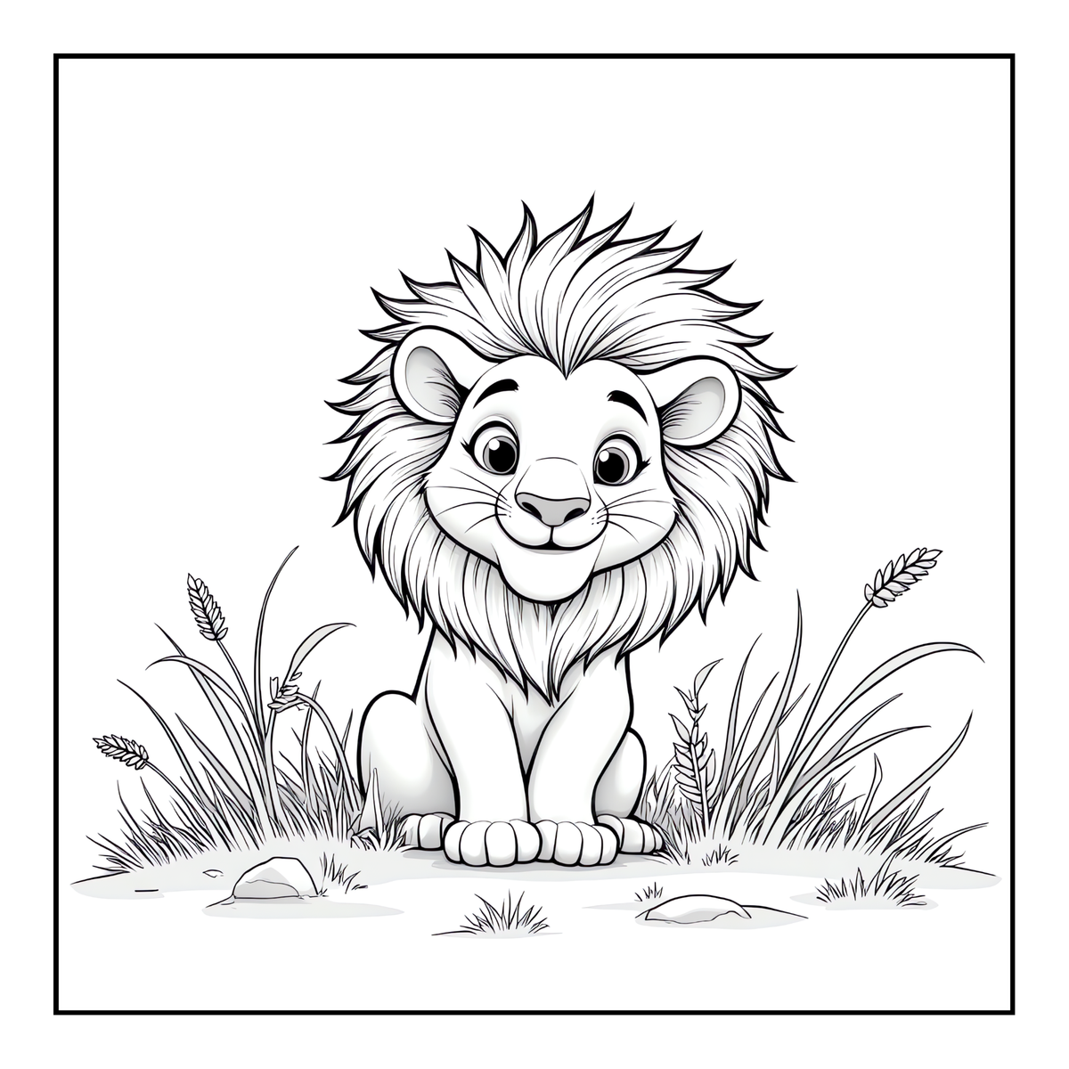 Cute Cozy Funny Lion Animal Coloring Book Gift for Adults Kids Boys Girls Teens: Single Sided Bold and Easy Cool Lion Themed Coloring Book