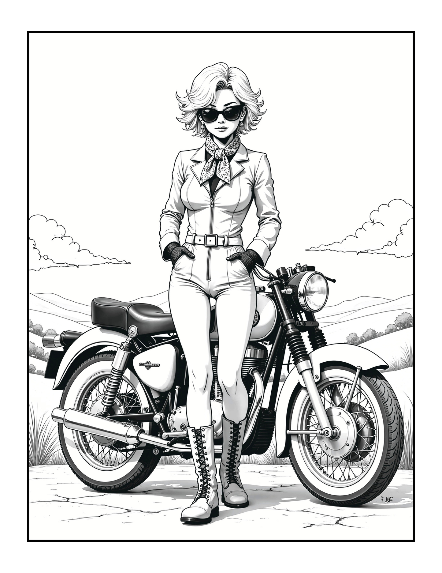 50 Pages Single Sided Cute Japanese Anime Manga Fashion Biker Girls Coloring Book Gift for Adults Men Women Kids Young Boys Girls Teens