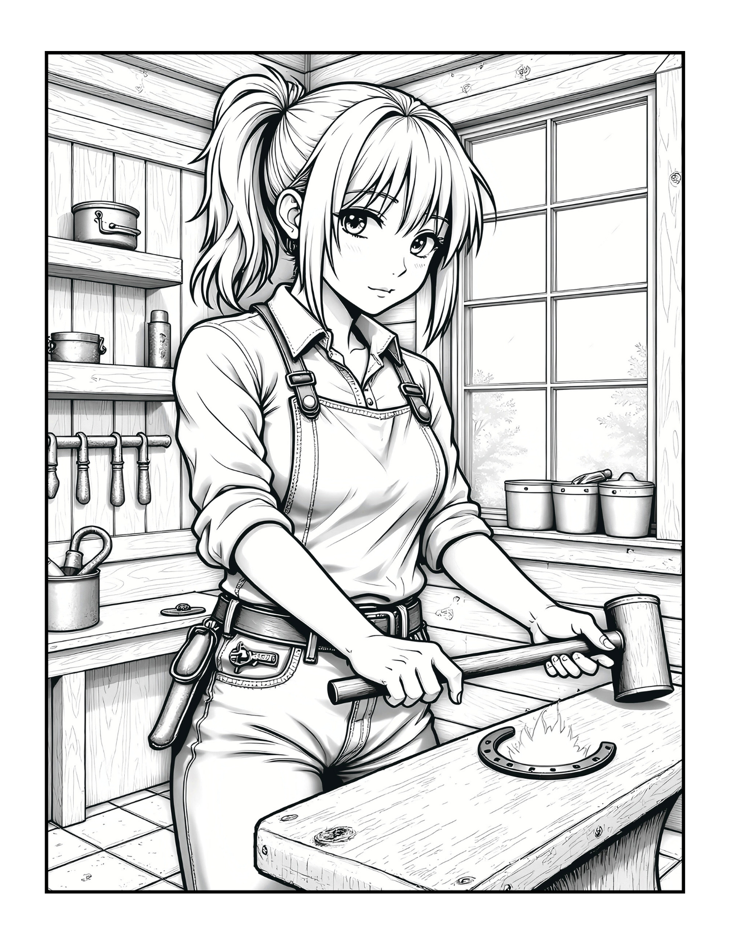 Western Anime Cowgirl Coloring Book Gift for Adults Men Women Kids Boys Girls Teens Bold Easy 50 Pages Single Sided Anime Cowgirl Coloring