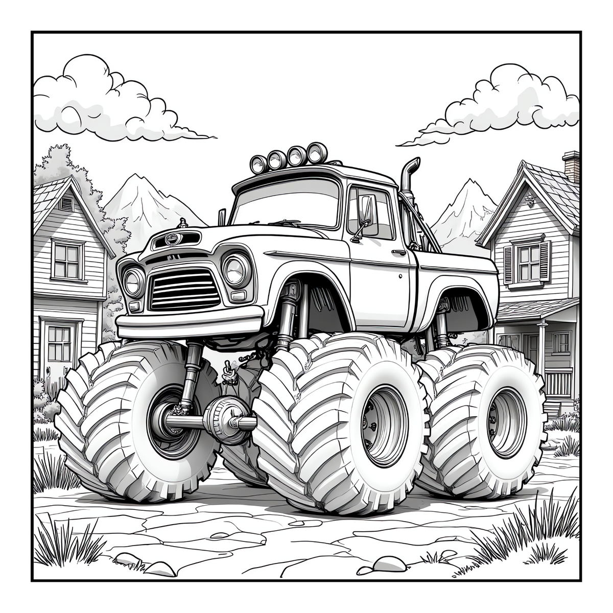 Monster Truck Coloring Book for Kids Adults: Easy Monster Truck Coloring Book Pages for Toddlers Boys Girls Adults