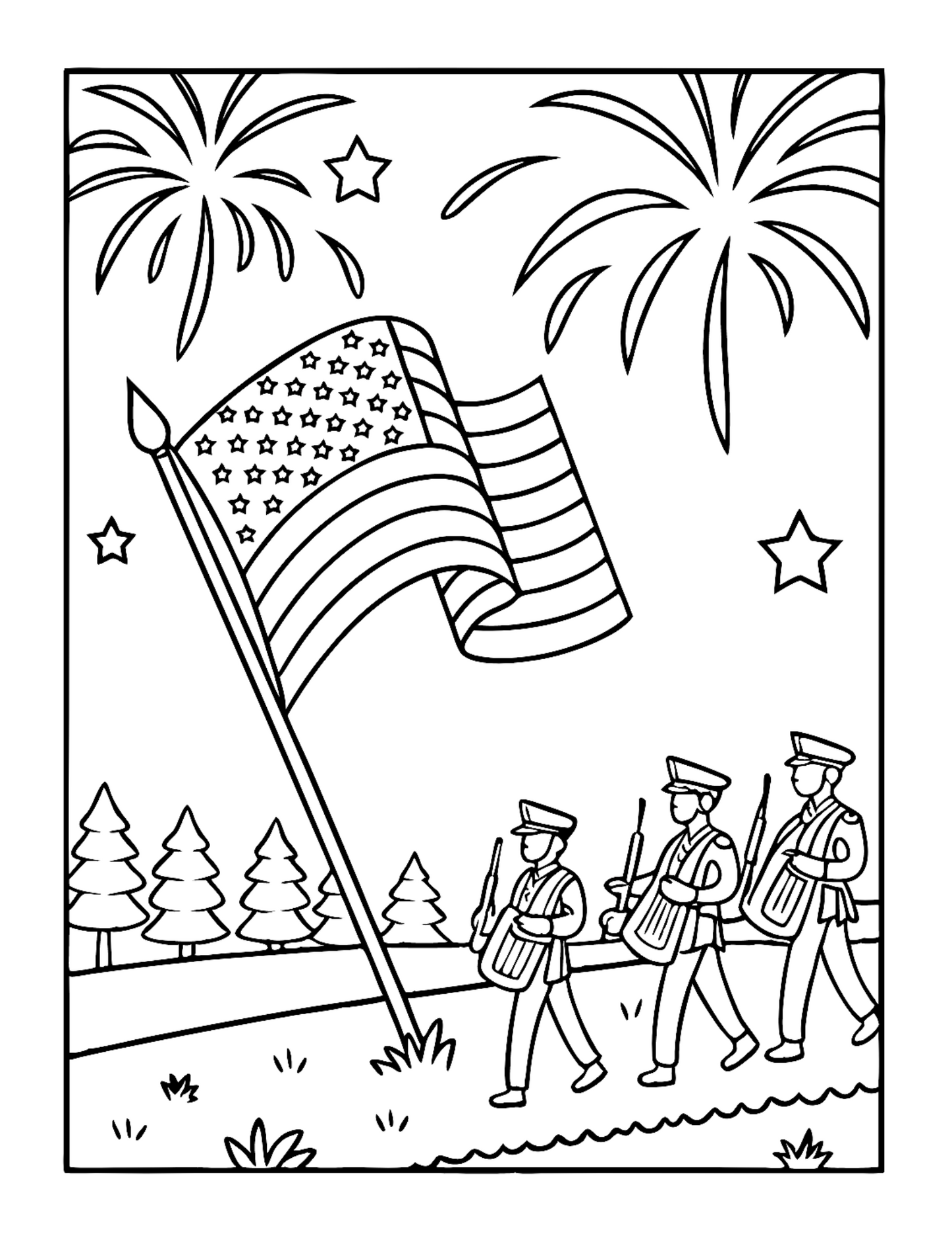 4th of July Independence Day Coloring Book Gift for Kids Boys Girls Young Teens 50 Pages Single Sided 4th of July Coloring Activity Sheets