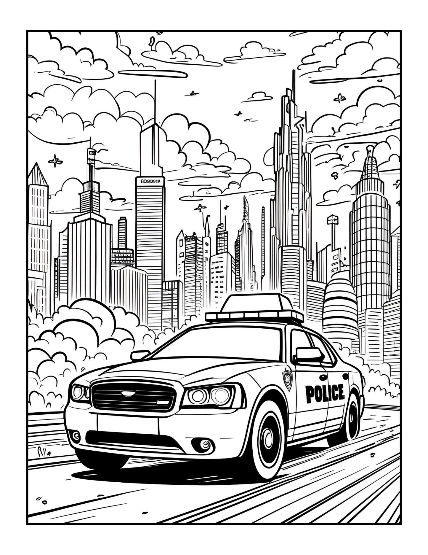 Cool Police Officer Coloring Book Gift for Adults Kids Boys Girls Teens 50 Pages Single Sided Police Coloring Activity Book for Children