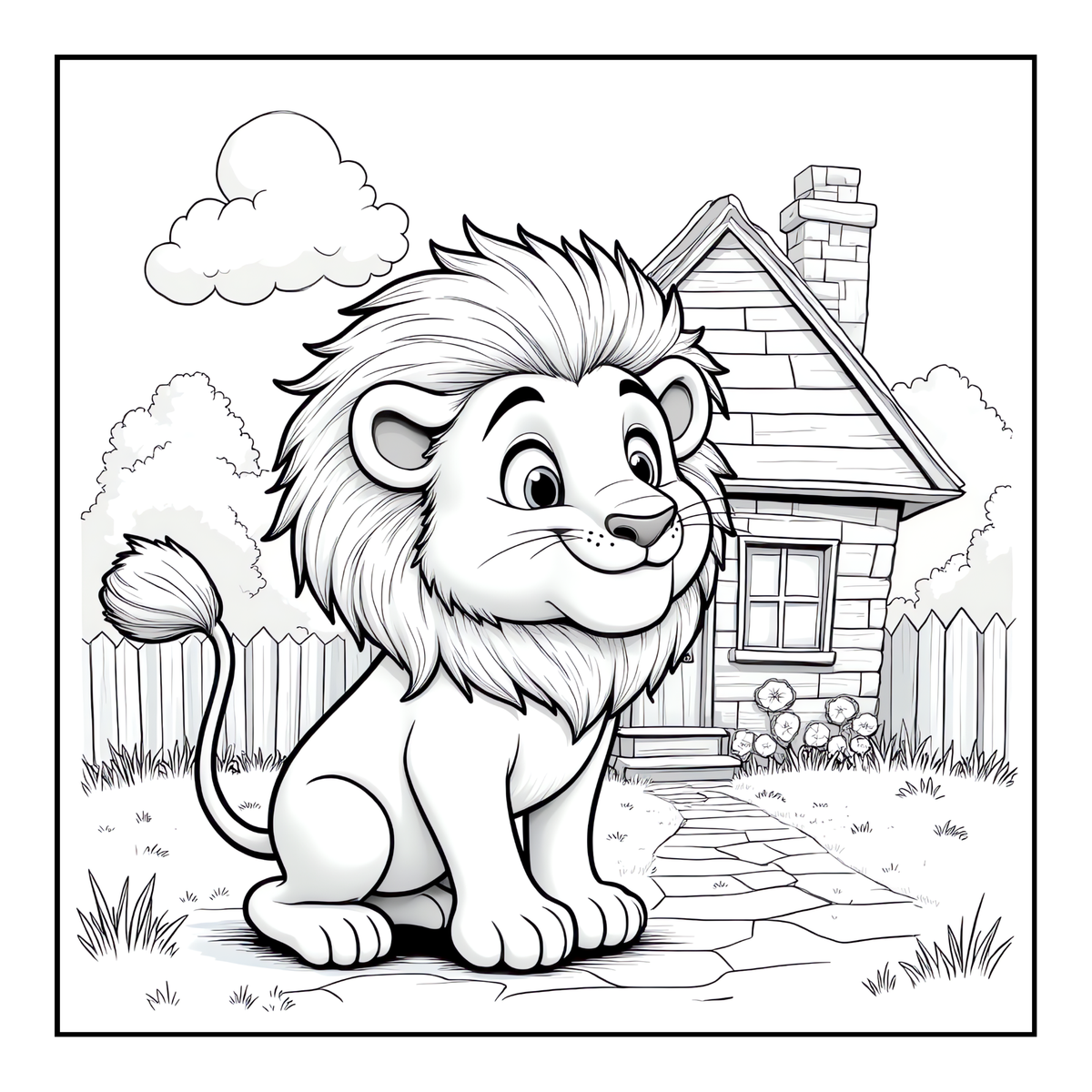 Cute Cozy Funny Lion Animal Coloring Book Gift for Adults Kids Boys Girls Teens: Single Sided Bold and Easy Cool Lion Themed Coloring Book