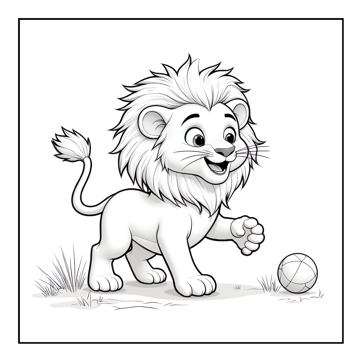 Cute Cozy Funny Lion Animal Coloring Book Gift for Adults Kids Boys Girls Teens: Single Sided Bold and Easy Cool Lion Themed Coloring Book