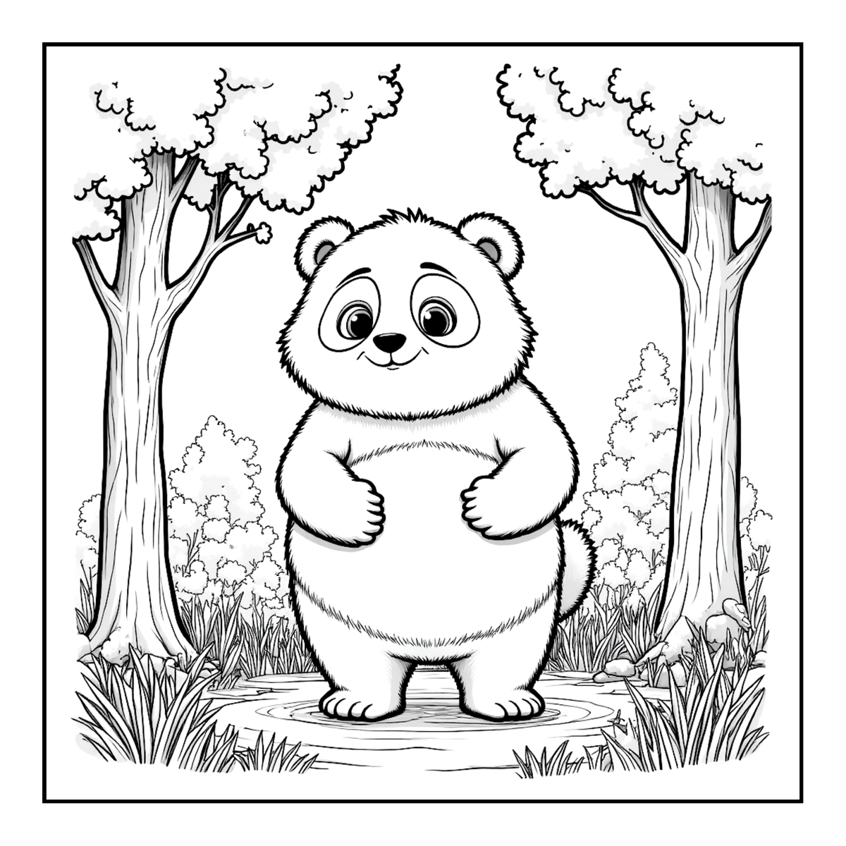 Cute Cozy Panda Bear Animal Coloring Book Gift for Adults Kids Boys Girls Teens: Single Sided Bold and Easy Cool Panda Bear Coloring Book