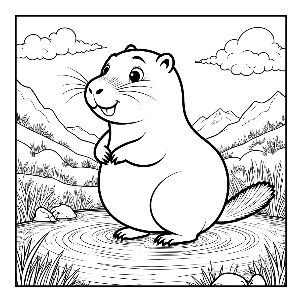 Cute Cozy Funny Capybara Animal Coloring Book Gift for Adults Kids Boys Girls Teens: Single Sided Bold and Easy Cool Capybara Coloring Book