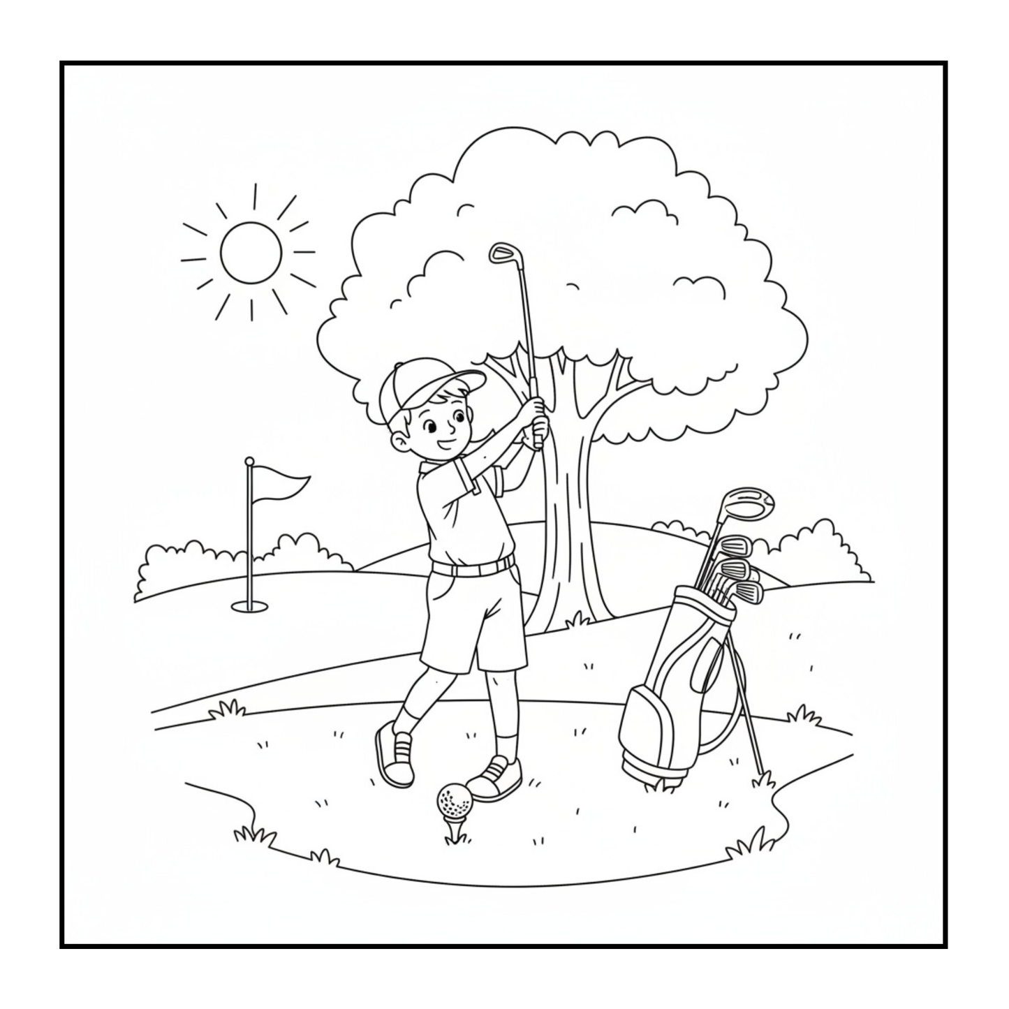 Golf Player Golfer Coloring Book for Adults Men Women Kids Boys Girls Teens Youth Simple Stress Free Relief Coloring Book Golfing Coloring