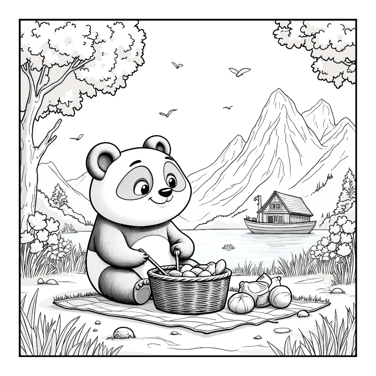 Cute Cozy Panda Bear Animal Coloring Book Gift for Adults Kids Boys Girls Teens: Single Sided Bold and Easy Cool Panda Bear Coloring Book