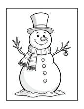 Load image into Gallery viewer, Cozy Christmas Coloring Book for Kids Adults: 25 Bold Easy Single Sided Holiday Coloring Pages with Cute Kitten Santa Snowman Designs
