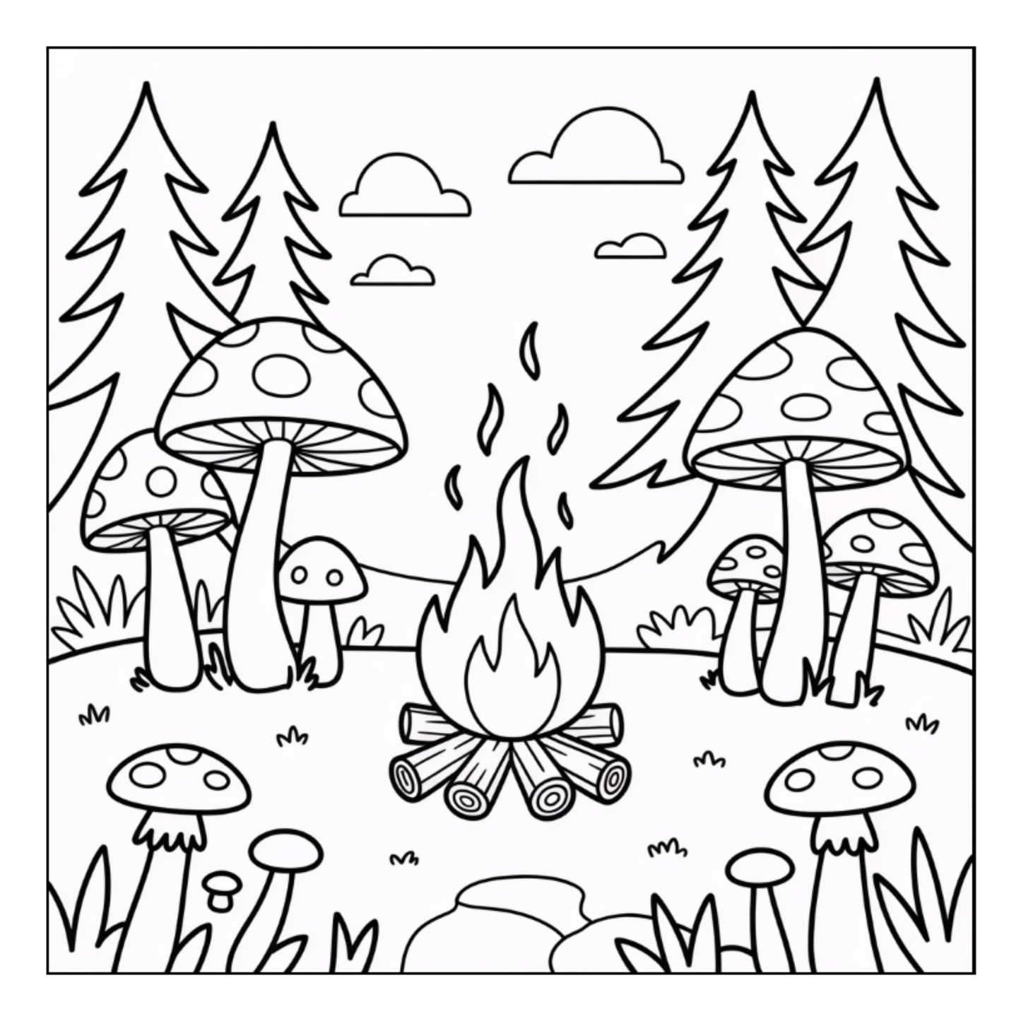 Bold and Easy Cozy Camping Coloring Book Gift for Adults Men Women Kids Boys Girls Young Teens Summer Camp Camping Coloring Sheets Children