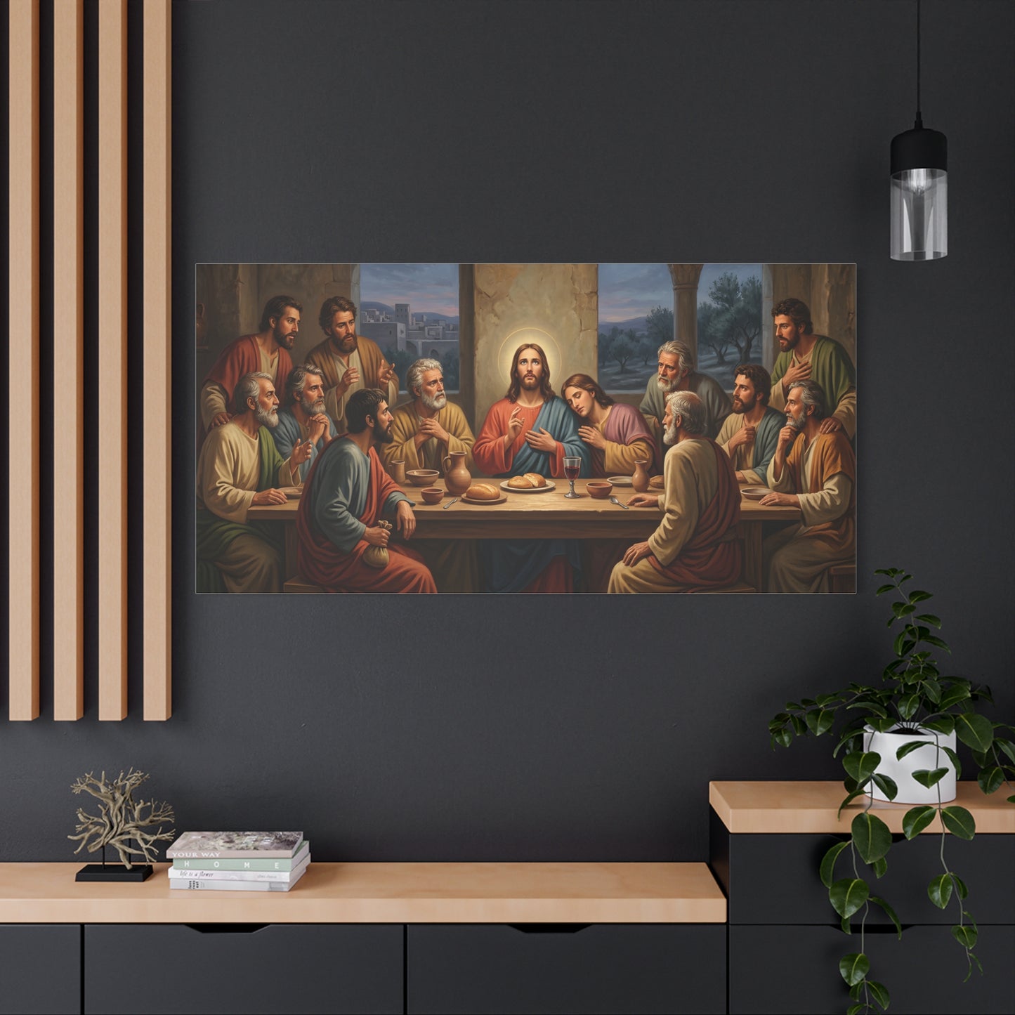 Cool Last Supper Canvas Wall Art Print Large Religious Biblical Faith Home Decor Christian Wall Art Ready to Hang for Living Room