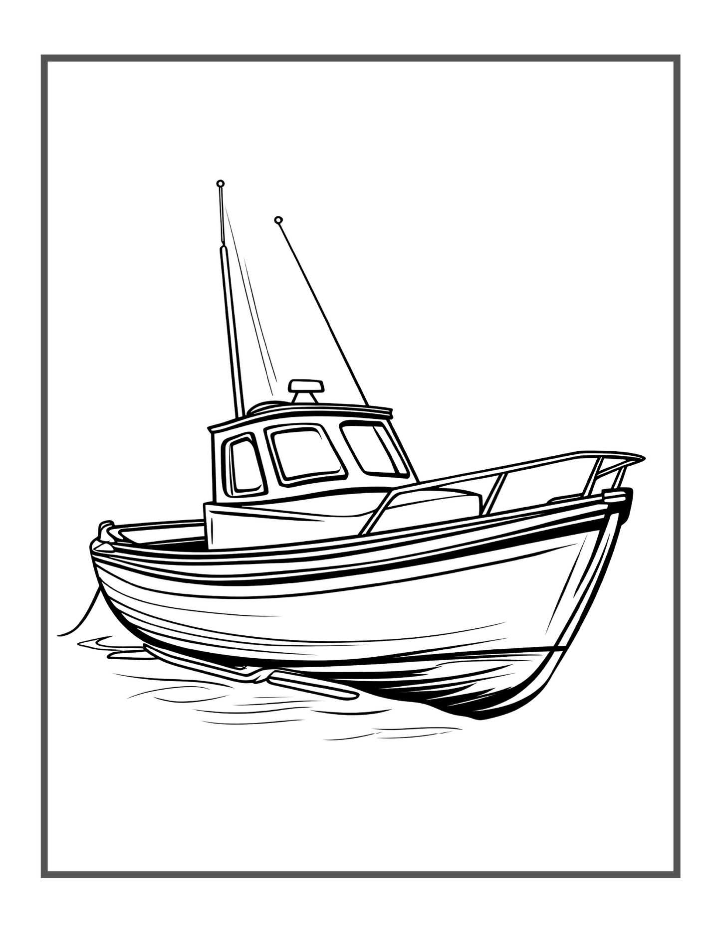 50 Pages Fishing Boat Coloring Book Gift for Adults Kids Men Women Boys Girls Teens Youth Boat Fishing Sailboat Race Boat Lover Relaxation