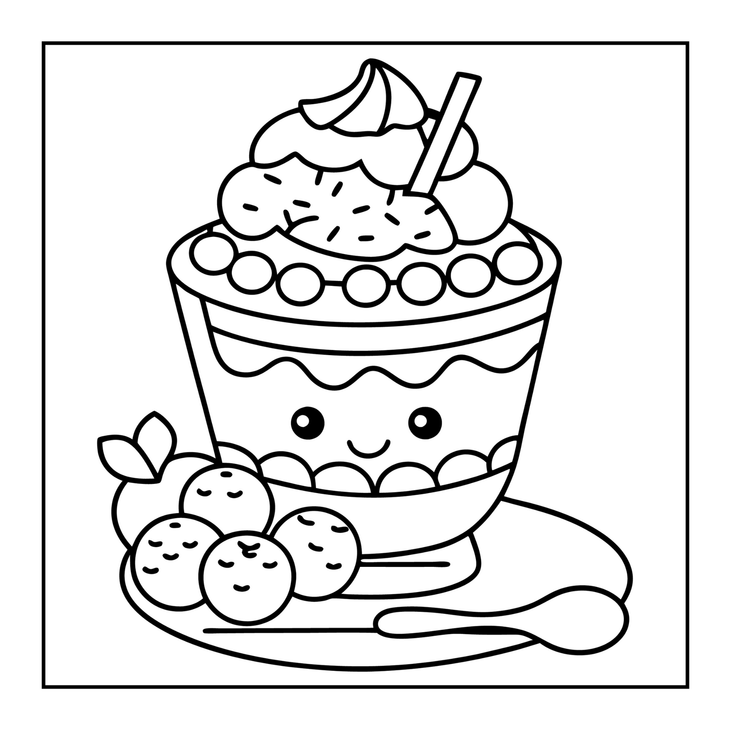 50 Pages Cozy Dessert Foodie Food Lover Coloring Book for Young Kids Men Women Boys Girls Teens Youth Simple Bold and Easy Cute Coloring