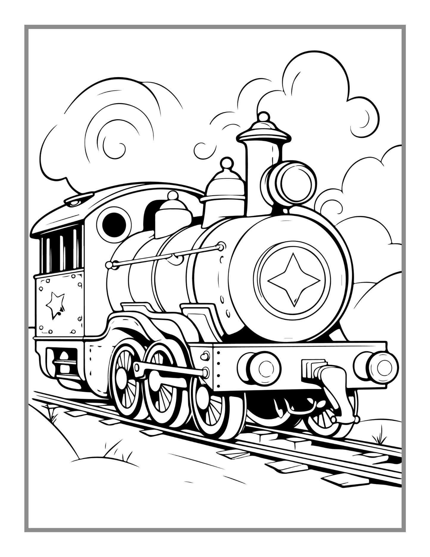 50 Pages Train Locomotive Enthusiasts Coloring Book Gift for Adults Kids Boys Girls Cute Steam Engine Train Freight Train Coloring Sheets