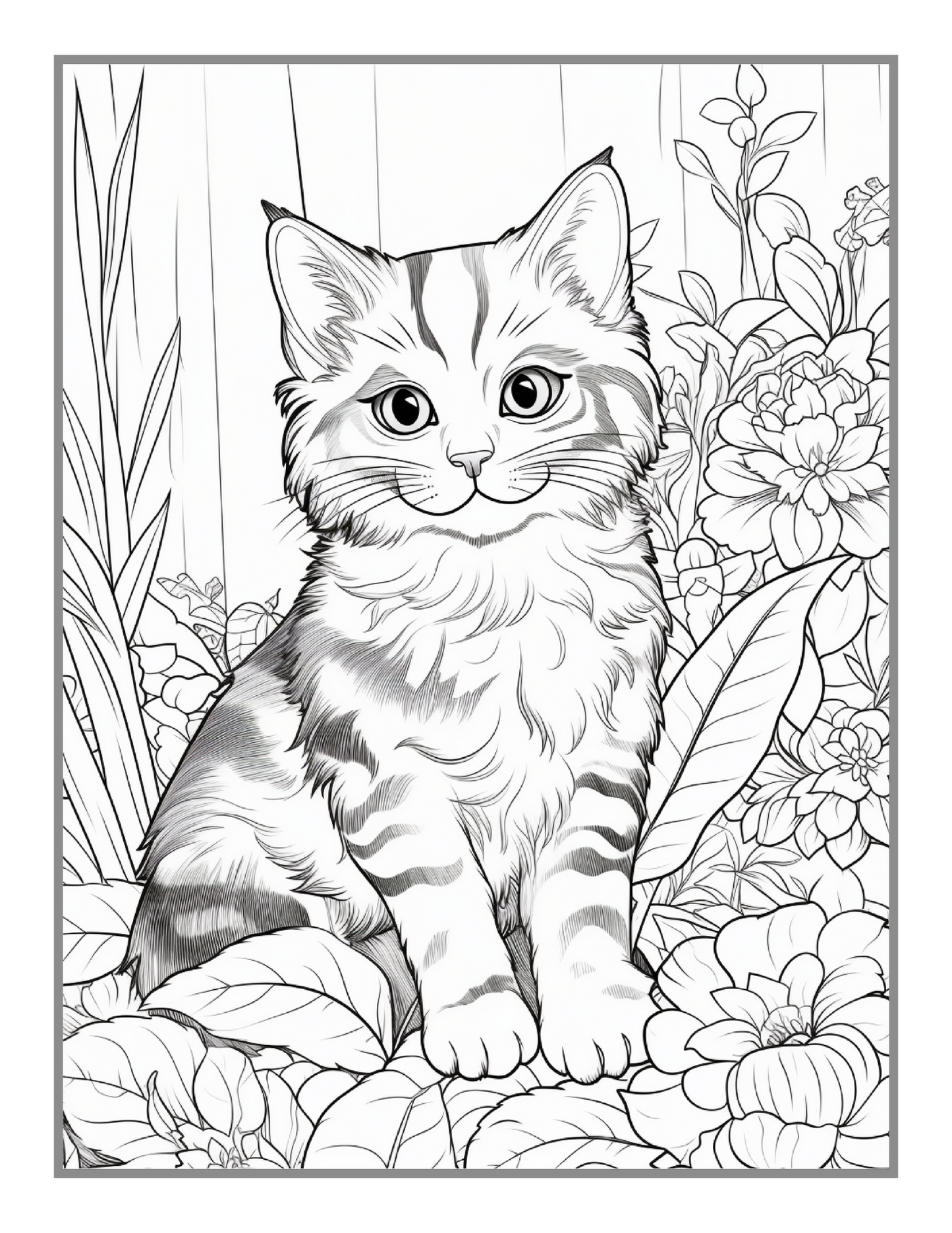 50 Pages Cute Cozy Cat Kitten Kitty Coloring Book Gift for Cat Lover Pet Owner Men Women Adults Kids Boys Girls Teens Funny Animal Coloring