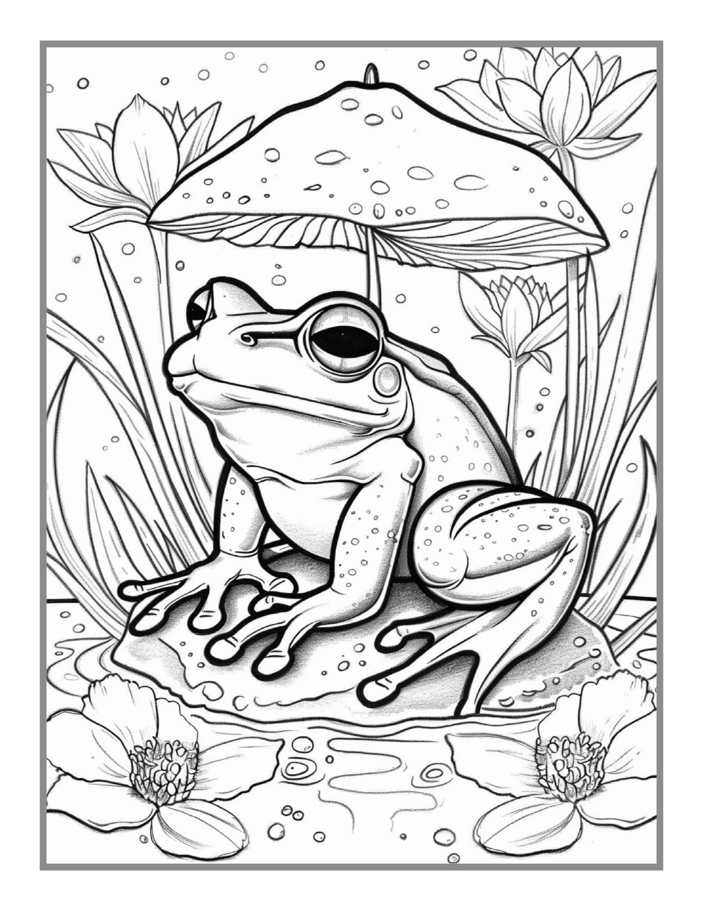 50 Pages Cute Frog Toad Coloring Book Gift for Adults Kids Men Women Boys Girls Teens Frog Toad Coloring Sheets for Children Students