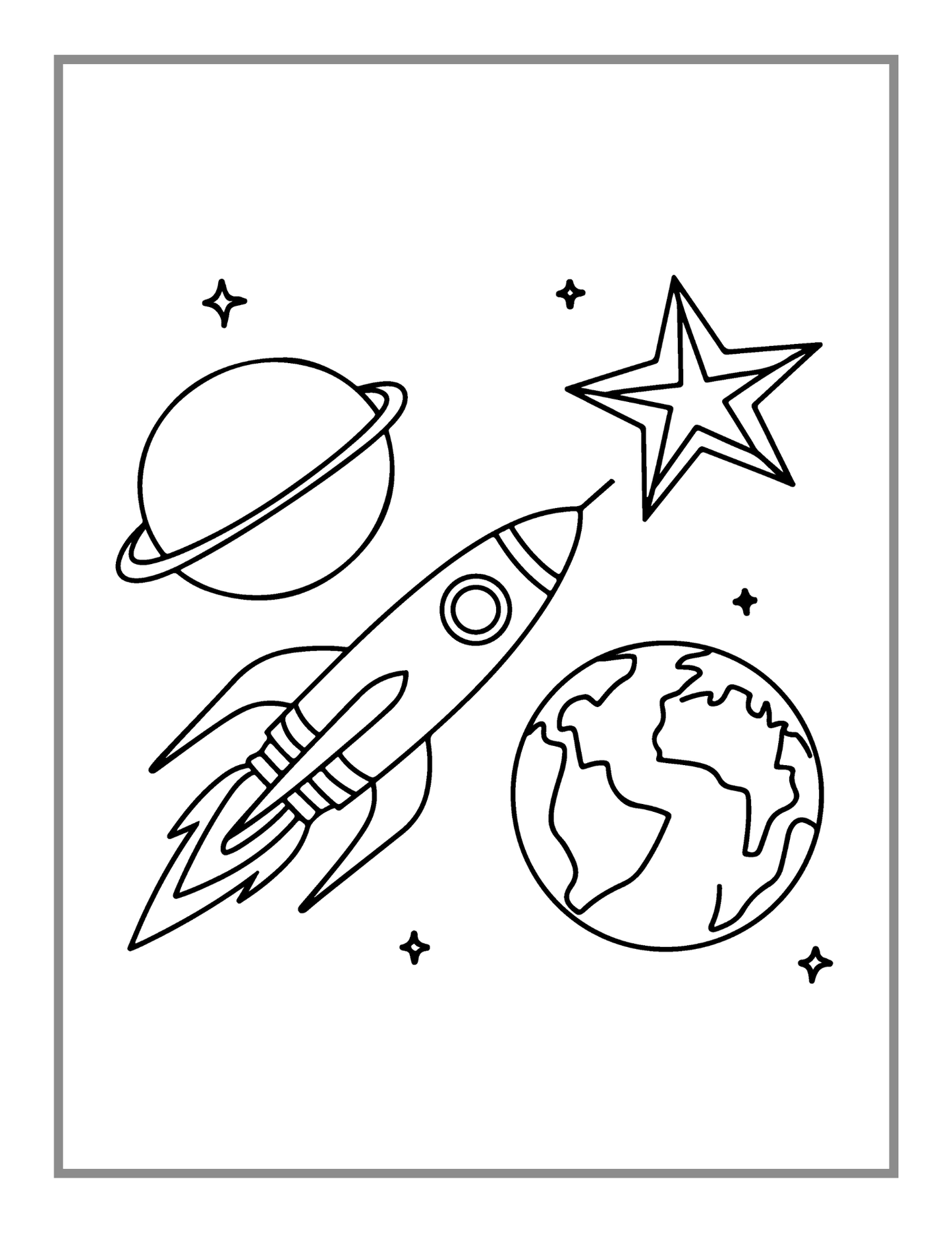 50 Pages Outer Space Galaxy Planet UFO Extraterrestrial Coloring Book Gift for Kids Boys Girls Astronaut Planet Relaxation Coloring Book