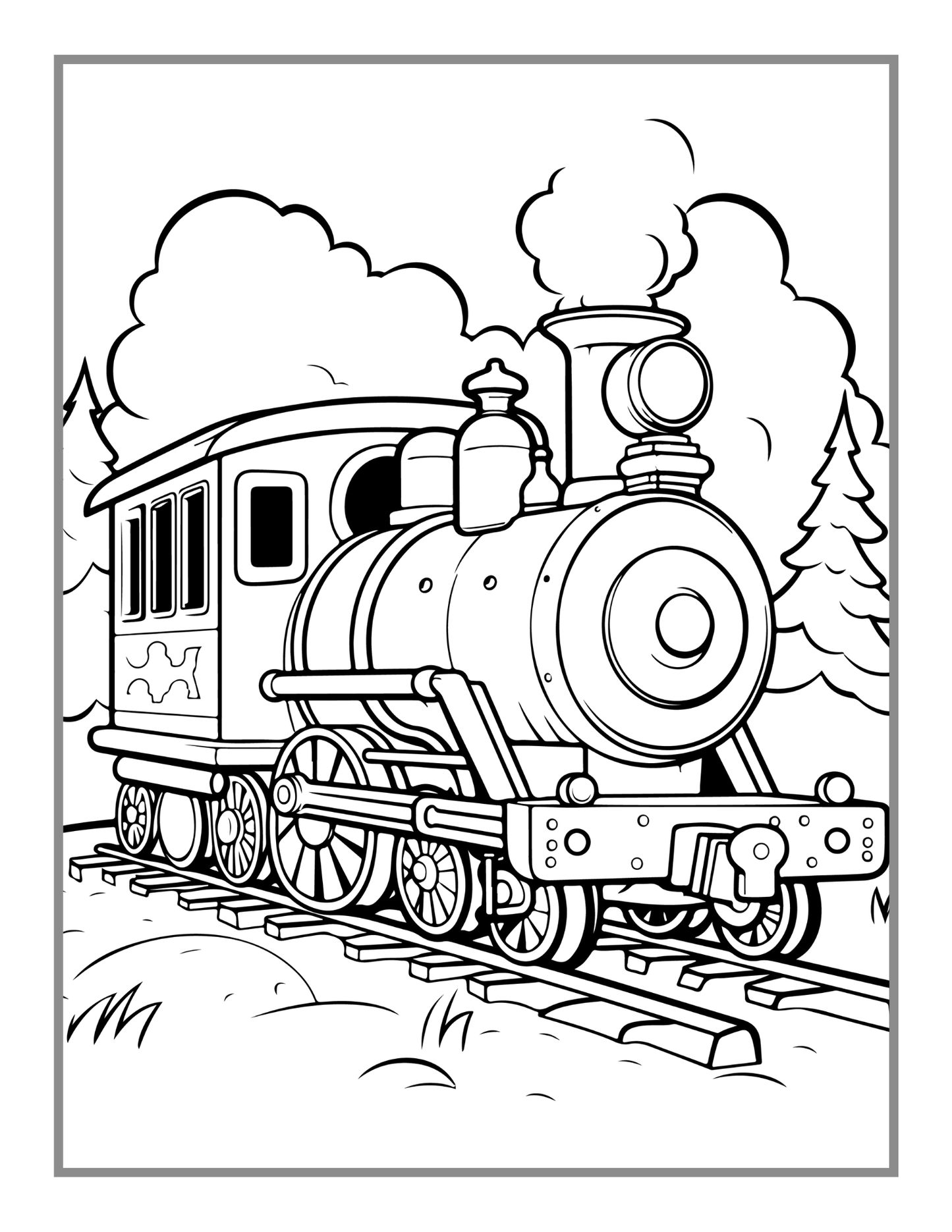 50 Pages Train Locomotive Enthusiasts Coloring Book Gift for Adults Kids Boys Girls Cute Freight Train Coloring Sheets for Train Lover