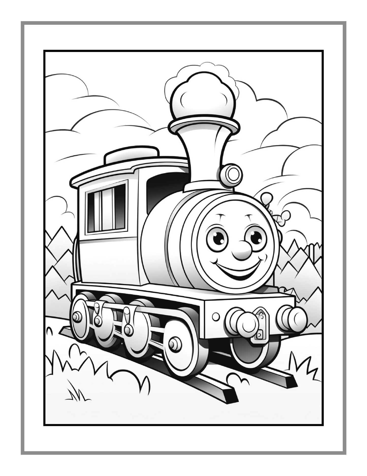 50 Pages Train Locomotive Enthusiasts Coloring Book Gift for Adults Kids Boys Girls Locomotive Train Lover Coloring Activity Book