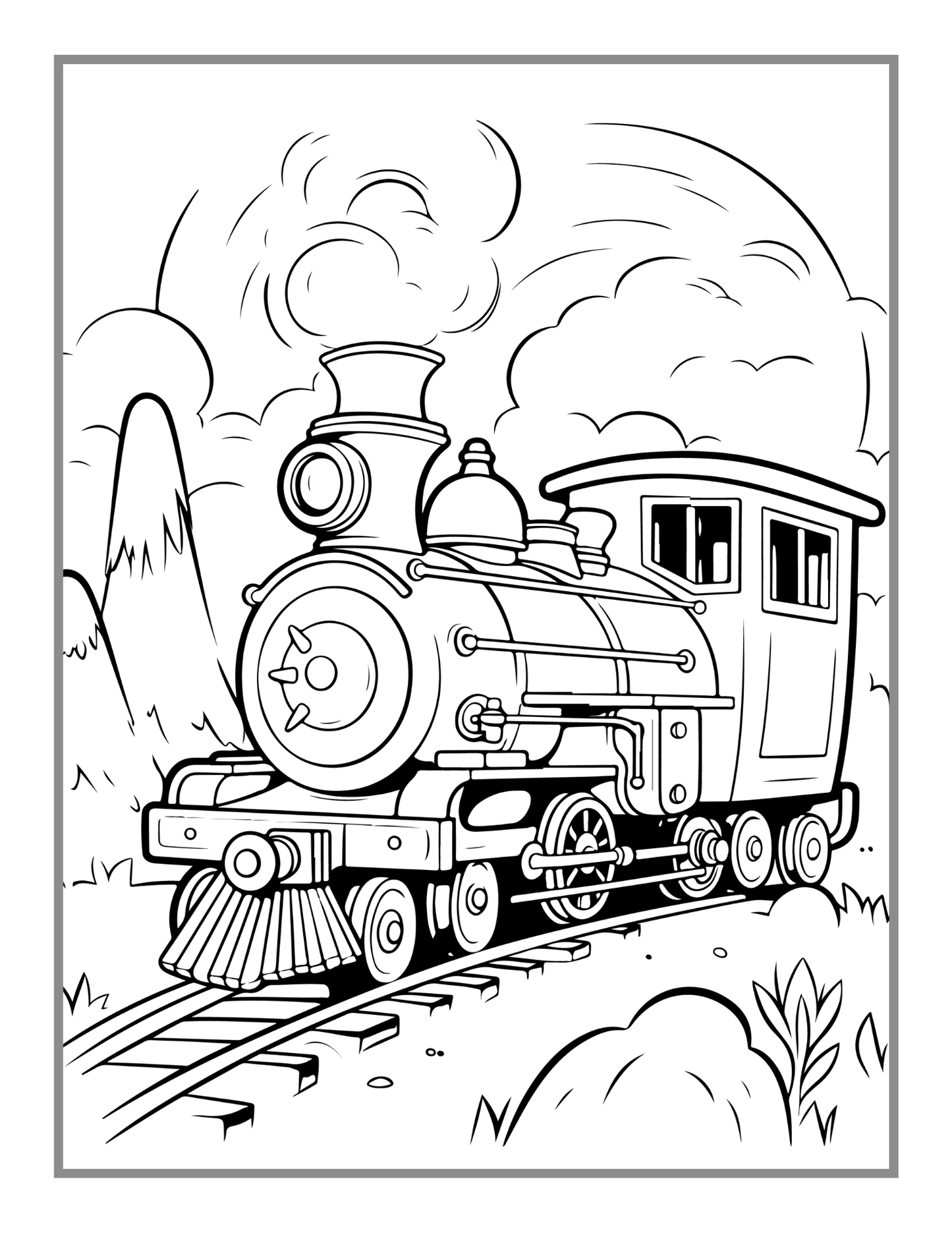 50 Pages Train Locomotive Enthusiasts Coloring Book Gift for Adults Kids Boys Girls Cute Freight Train Coloring Sheets for Train Lover