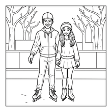 Load image into Gallery viewer, Ice Skating Coloring Book Kids Adults, Winter Sports Figure Skate Activity Coloring Pages, Gift for Skaters Hockey Fans
