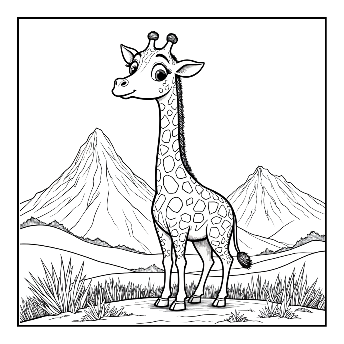Cute Cozy Funny Giraffe Animal Coloring Book Gift for Adults Kids Boys Girls Teens: Single Sided Bold and Easy Little Giraffe Coloring Book