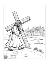 Load image into Gallery viewer, Christian Coloring Book for Adults Kids Boys Girls Teens, Bold and Easy Bible Story Designs, Single Sided Jesus Faith Devotional Gift
