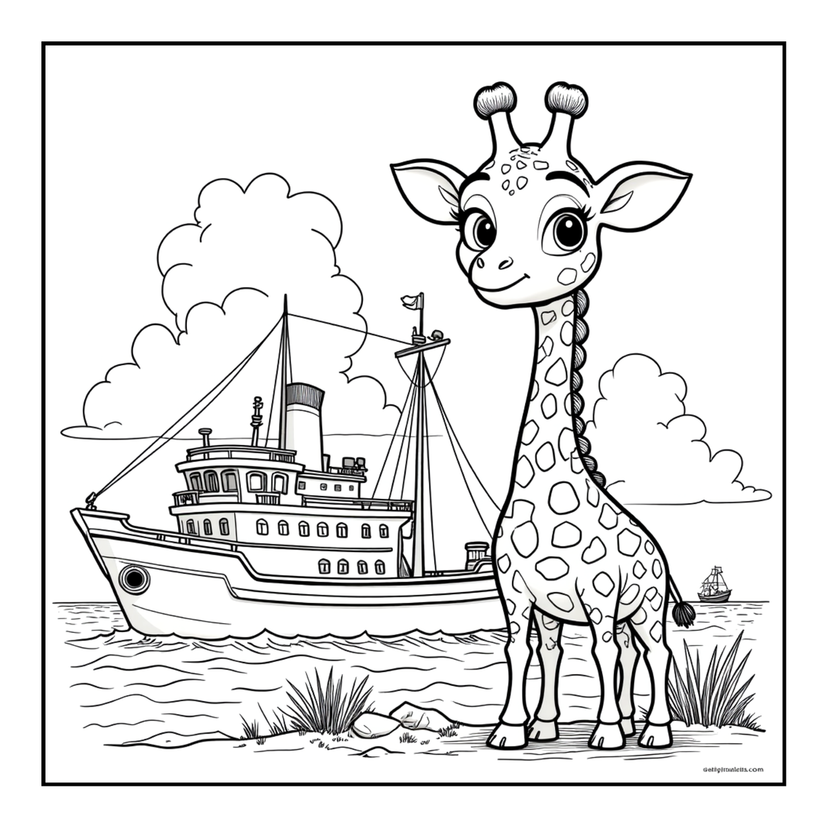 Cute Cozy Funny Giraffe Animal Coloring Book Gift for Adults Kids Boys Girls Teens: Single Sided Bold and Easy Little Giraffe Coloring Book