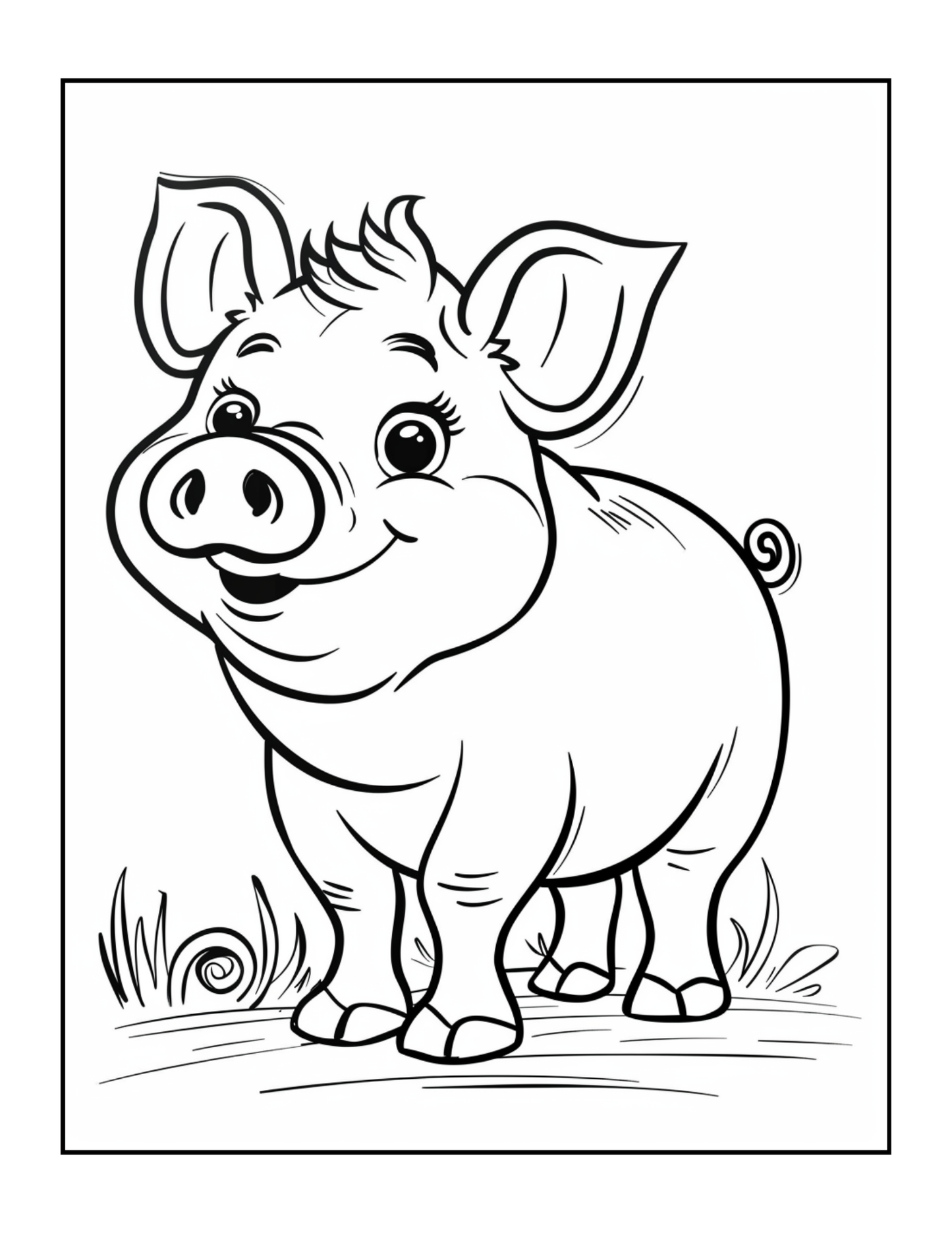 50 Pages Single Sided Cute Pig Coloring Book Gift for Adults Men Women Kids Young Boys Girls Teens Cool Piggy Coloring Activity Book