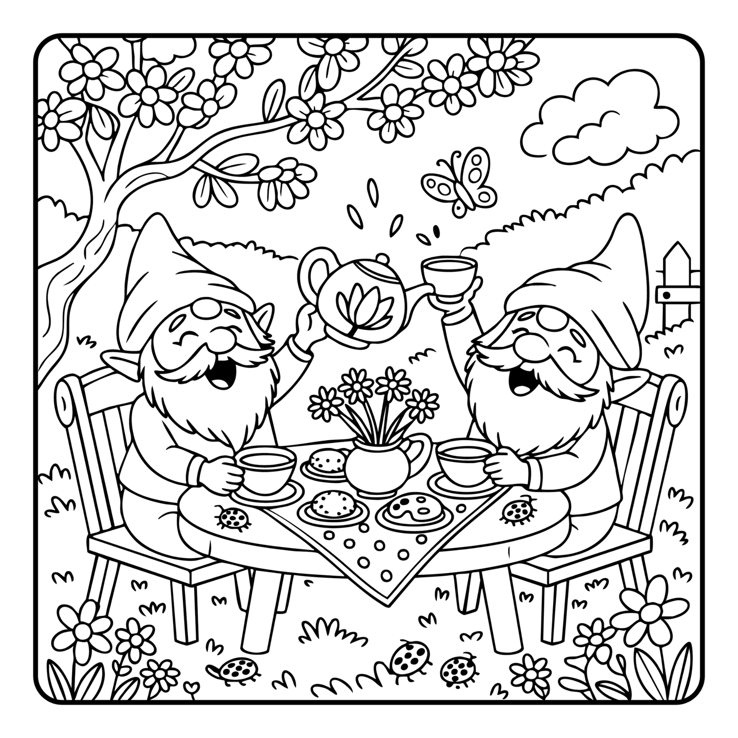 Cozy and Comfy Garden Gnomes Coloring Book Gift for Adults Men Women Kids Young Boys Girls Teens Cute Enchanted Gnome Coloring Pages Book