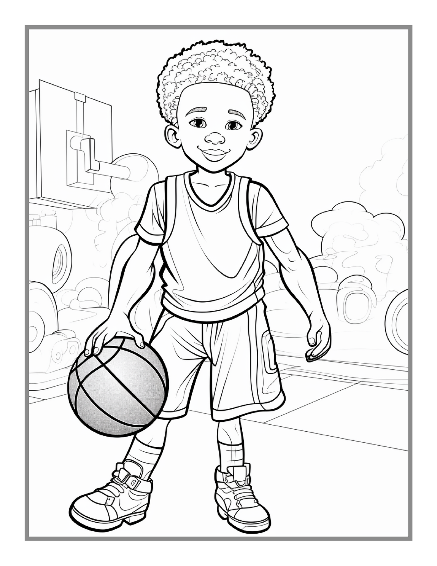 50 Pages Basketball Coloring Book Gift for Adults Kids Men Women Boys Girls Teens Youth Bold and Easy Funny Relaxing Coloring Book