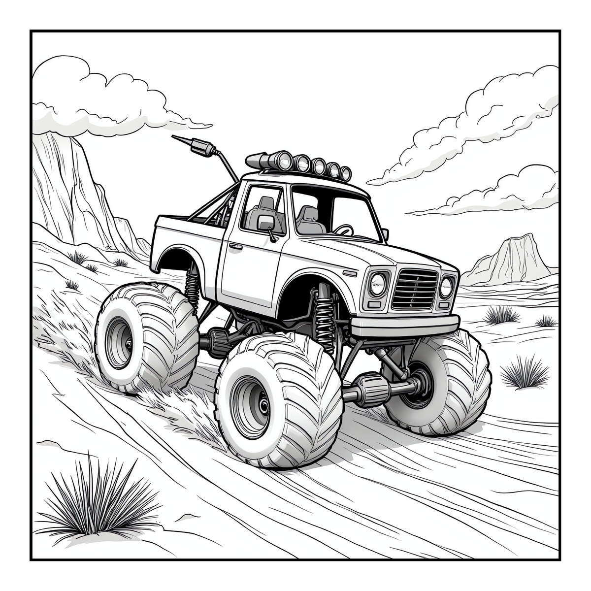 Monster Truck Coloring Book for Kids Adults: Easy Monster Truck Coloring Book Pages for Toddlers Boys Girls Adults