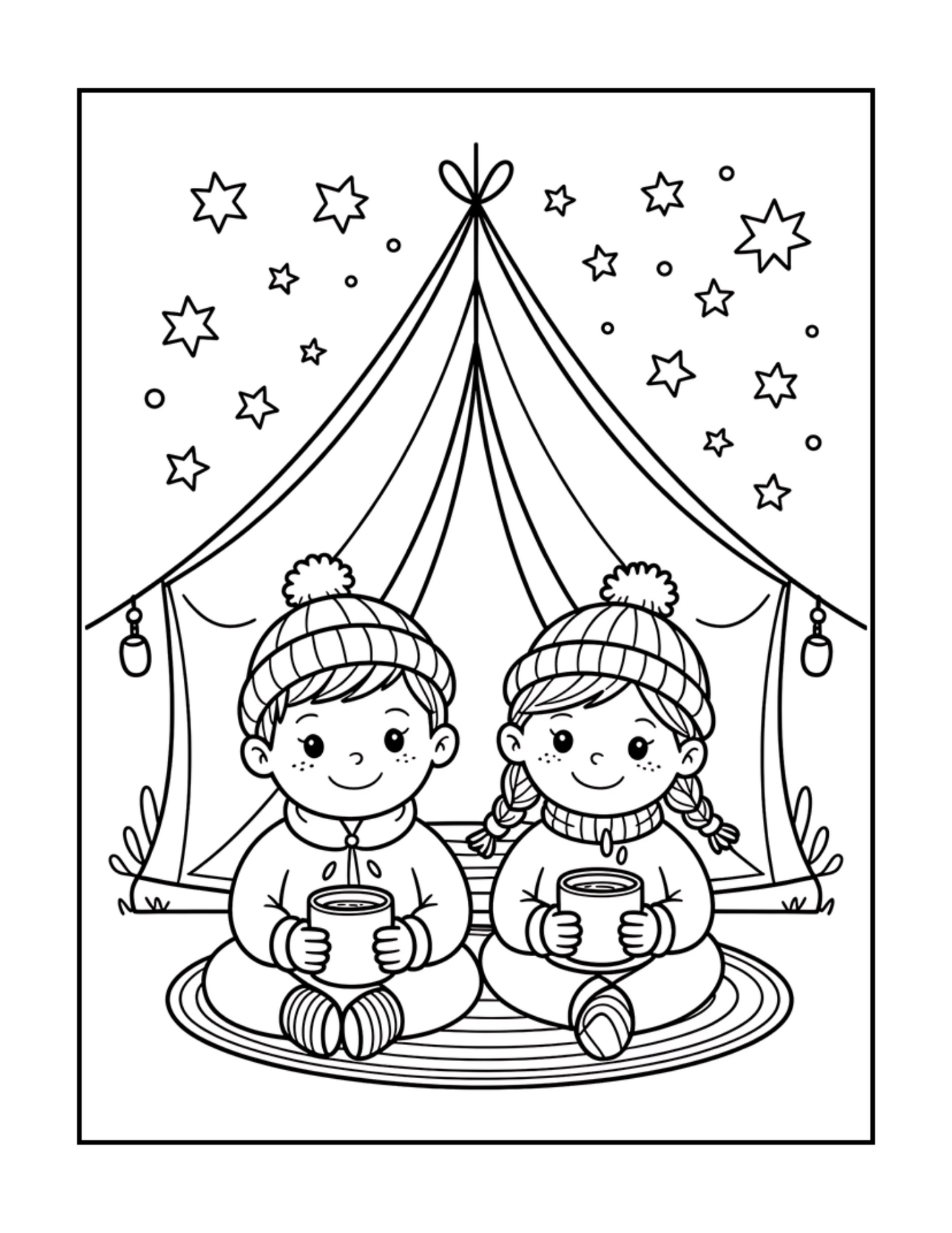 Bold and Easy Cozy Camping Coloring Book Gift for Adults Men Women Kids Boys Girls Young Teens Summer Camp Camping Coloring Sheets Children