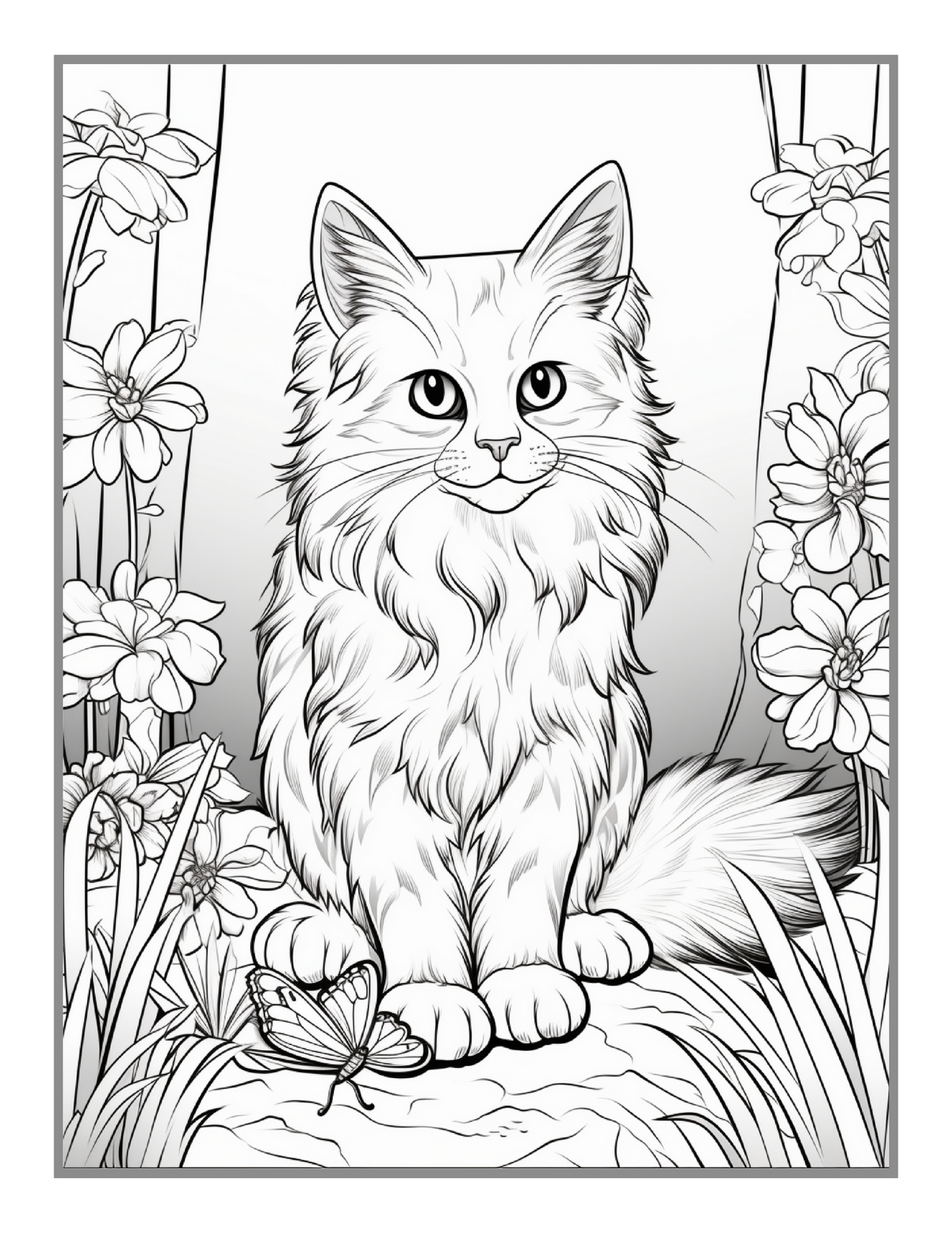 50 Pages Cute Cozy Cat Kitten Kitty Coloring Book Gift for Cat Lover Pet Owner Men Women Adults Kids Boys Girls Teens Funny Animal Coloring