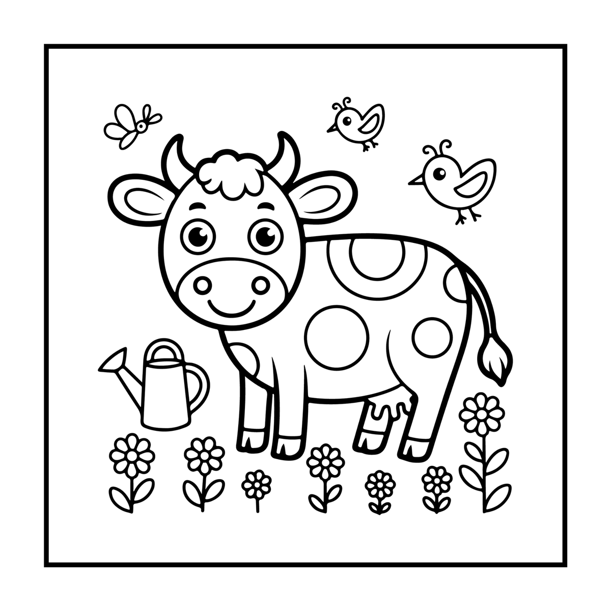 Cute Cow Coloring Book Gift for Adults Kids Boys Girls Teens: Single Sided Pages 25 Designs Cozy Cow Animal Coloring Book for Children