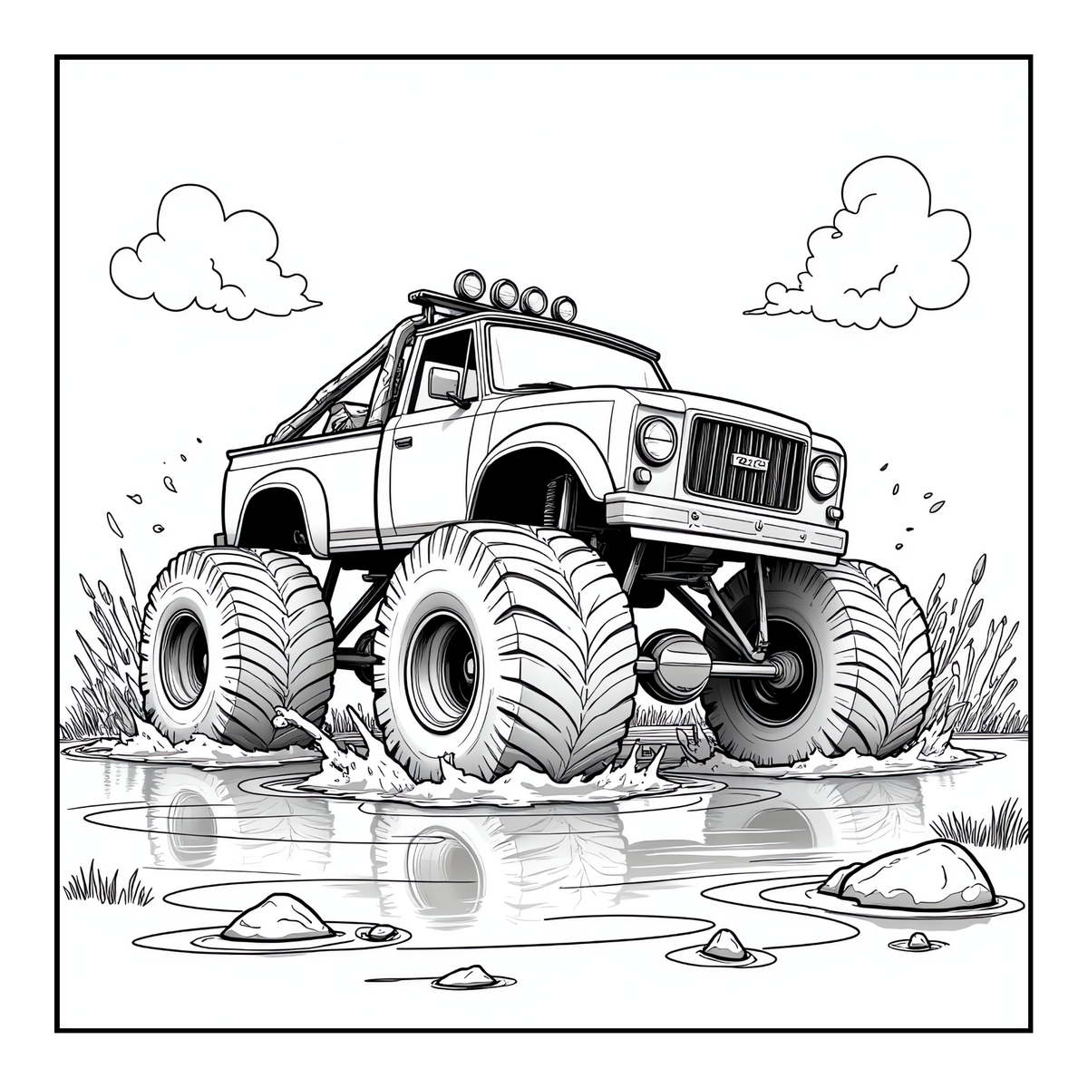 Monster Truck Coloring Book for Kids Adults: Easy Monster Truck Coloring Book Pages for Toddlers Boys Girls Adults