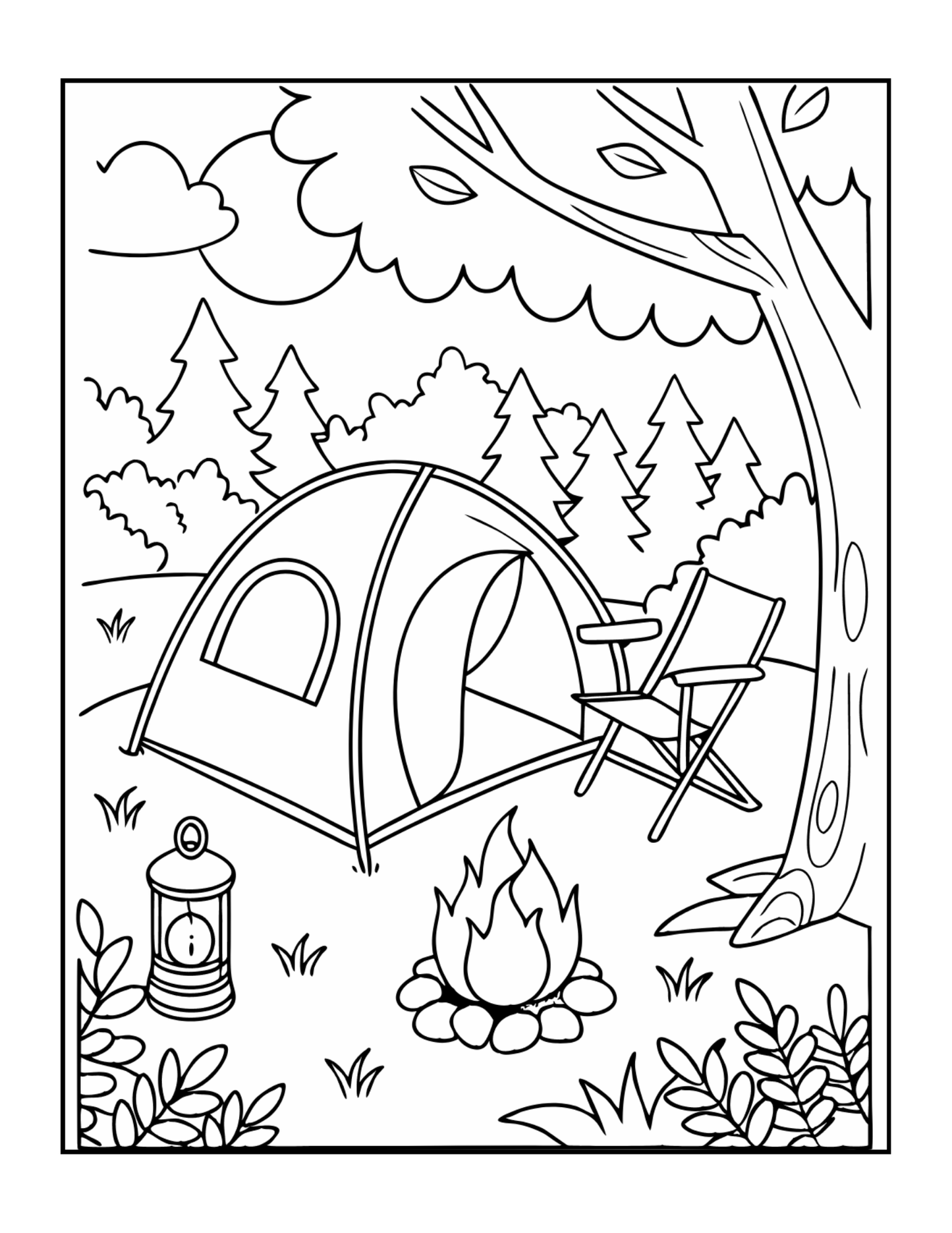Bold and Easy Cozy Camping Coloring Book Gift for Adults Men Women Kids Boys Girls Young Teens Summer Camp Camping Coloring Sheets