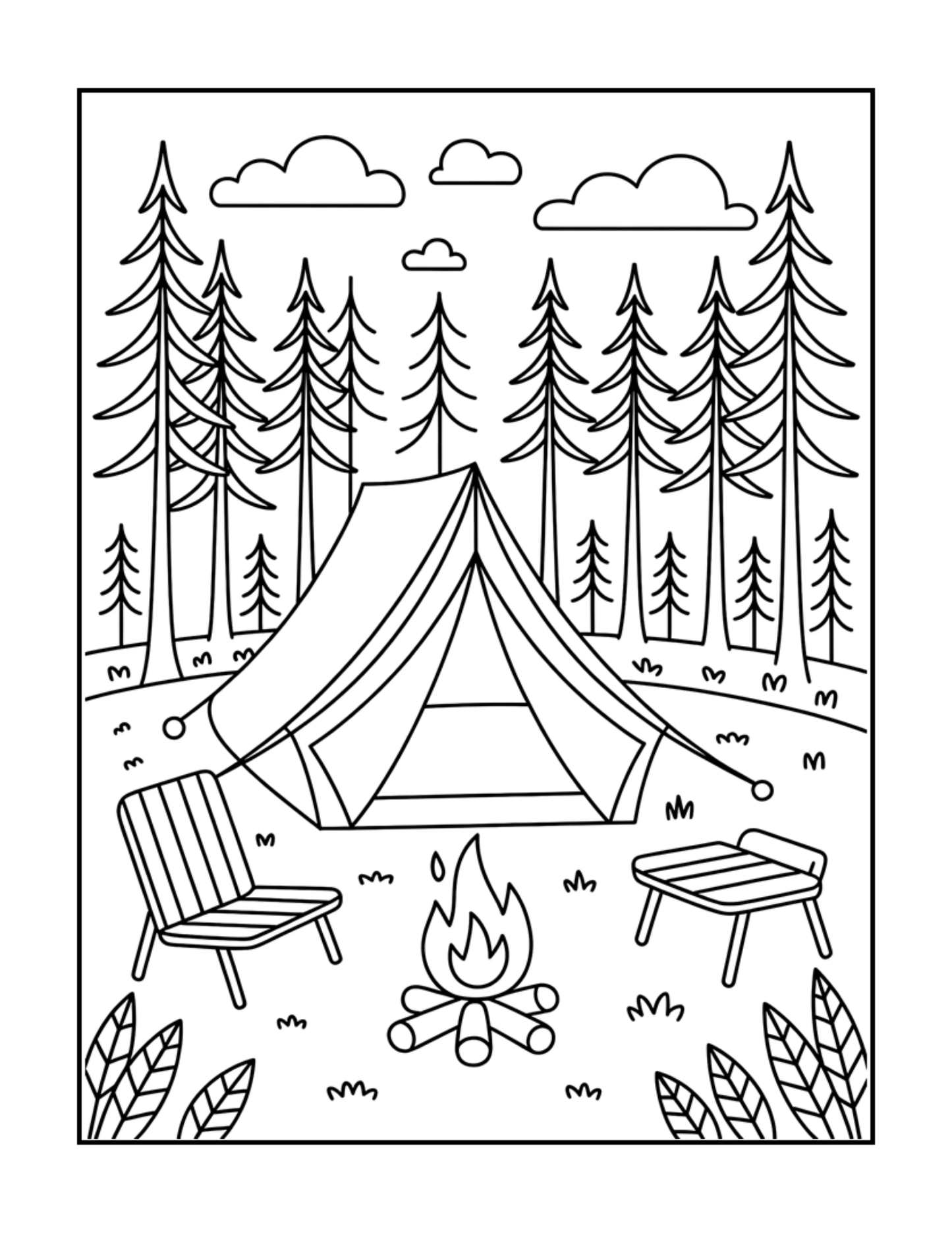 Bold and Easy Cozy Camping Coloring Book Gift for Adults Men Women Kids Boys Girls Young Teens Summer Camp Camping Coloring Sheets Children