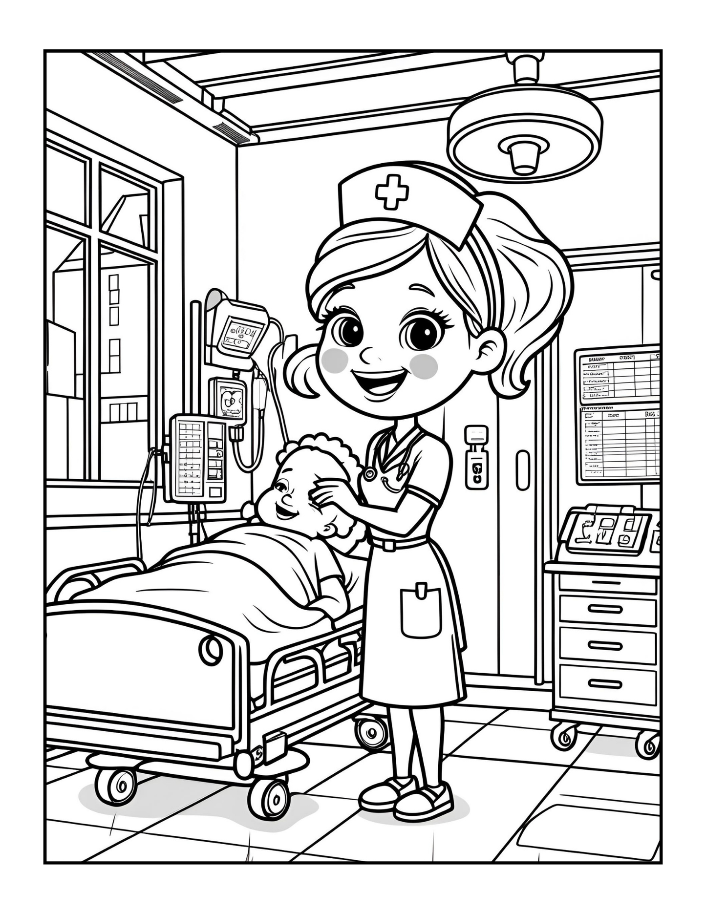 Nurse Coloring Book Gift for Adults Men Women Kids Young Boys Girls Teens 50 Pages Single Sided Hospital Nurse Coloring Activity Book