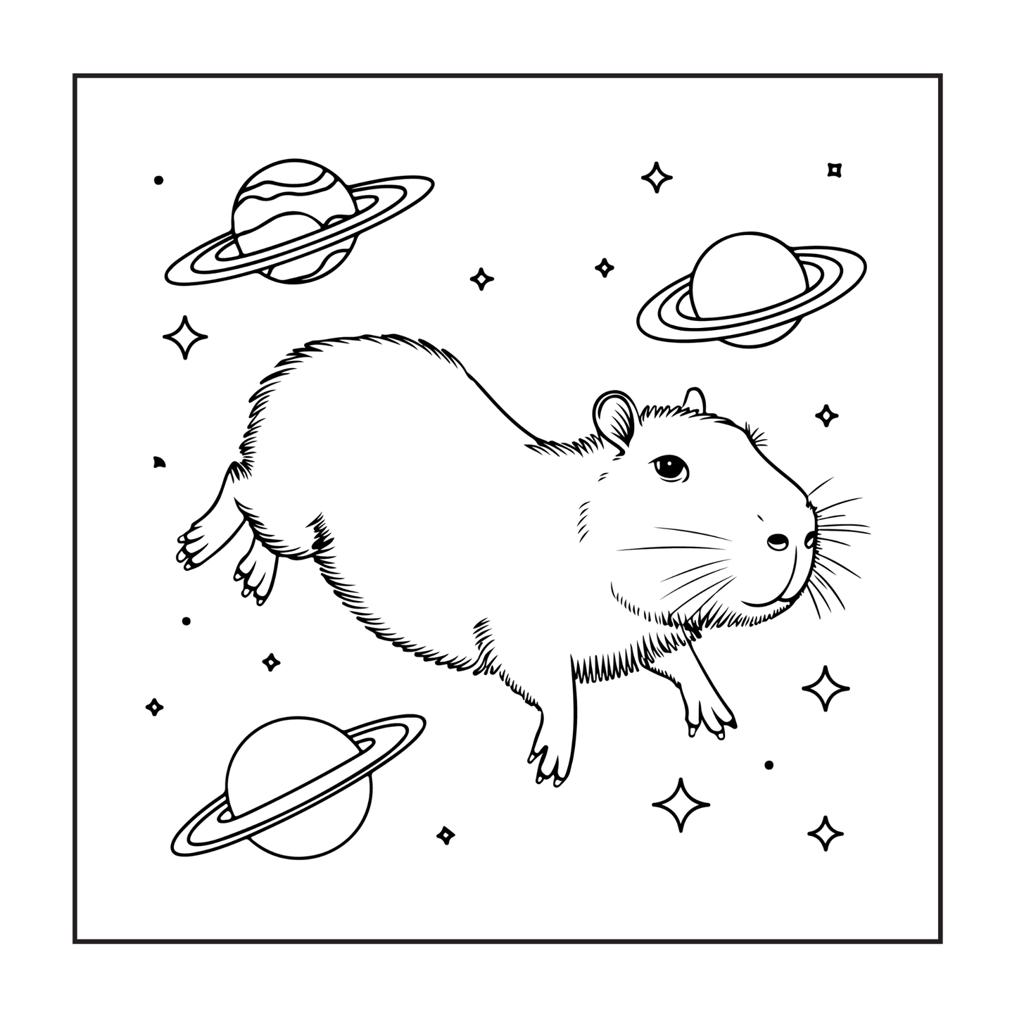 Funny Cute Capybara Animal Coloring Book Gift for Adults Kids Boys Girls Teens 50 Pages Single Sided Bold and Easy Capybara Coloring Pages